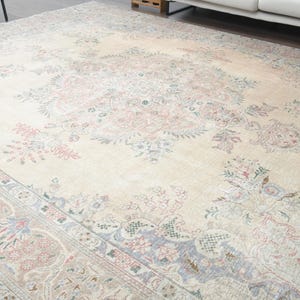 9x13 Turkish Vintage Area Rug, Oushak Rug, Handmade Wool Rug, Farmhouse Decor, One-of-a-Kind, Made in Anatolia, Living Room Rug, Carpet 9x12
