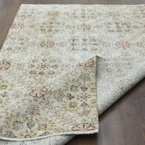 3.5x6.3 ft, BOHEMIAN TURKISH AREA Rug, Handmade Oushak Rug, Floral Pattern, Kitchen Rug, Living Room Rug, Bedroom Rug, Washable, Antique Rug