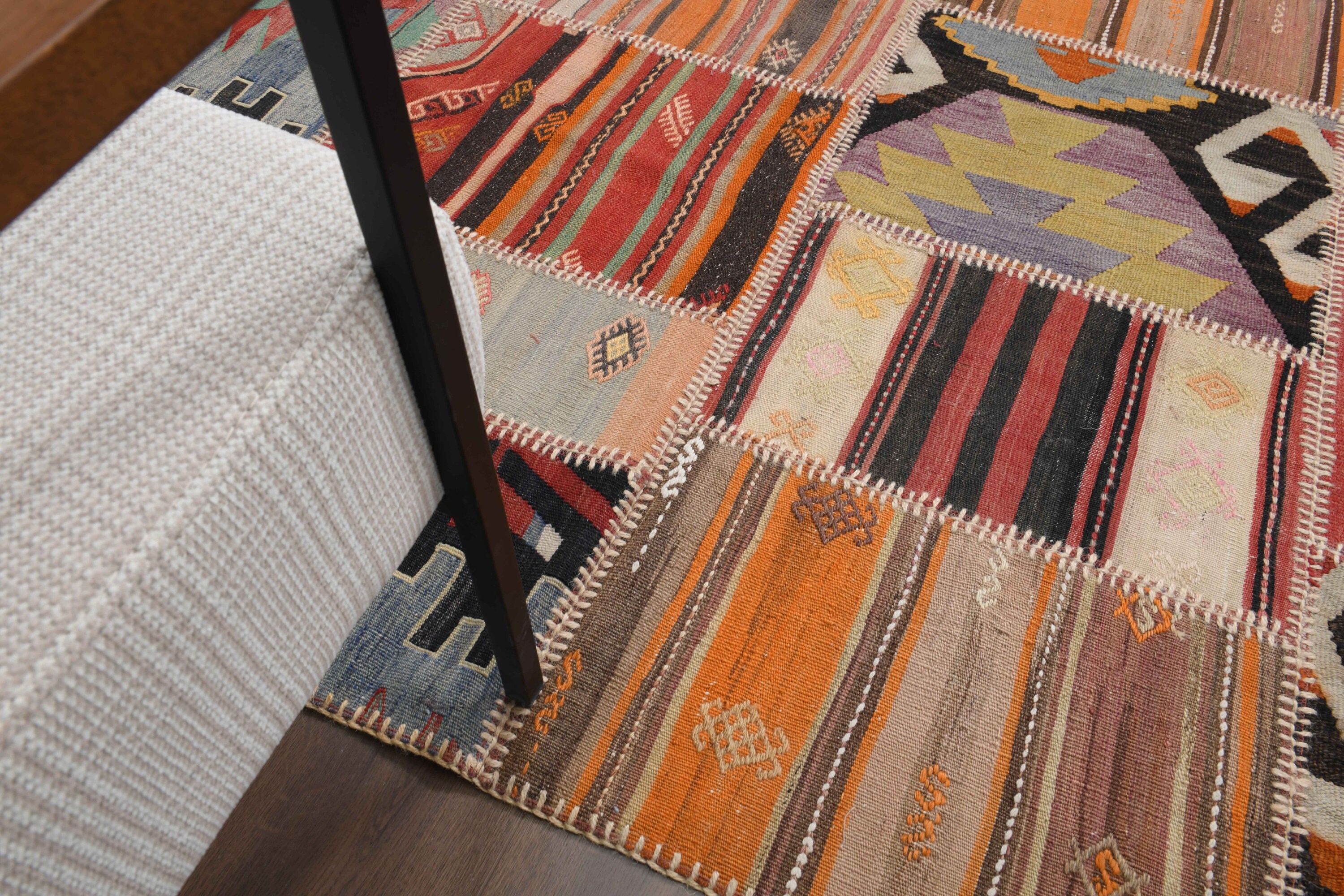7x10 PATCHWORK Turkish Vintage Carpet, Oushak Handmade Wool