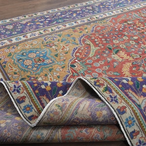 10x13 Oversized Vintage Area Rug, Turkish Rug, Red Floral, Large Rug, 10x13 Oversize Oriental Rug, Handmade Wool Rug, Bohemian Rug, 9.6x12.6