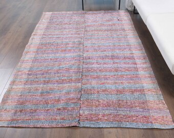 Alfombra Kilim Vintage Turca de 5x8, Alfombra Oushak, Alfombra de Lana Hecha a Mano, Alfombra para Sala de Estar, Decoración de Casa de Campo, Única, Arte Popular, Alfombra de Área