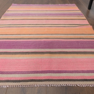 3x4 Vintage Turkish KILIM Mini Rug, Oushak Carpet, Handmade Wool Flatweave Rugs, Farmhouse Decor, One-of-a-Kind, Pastel, Door Mat, Bath Mat