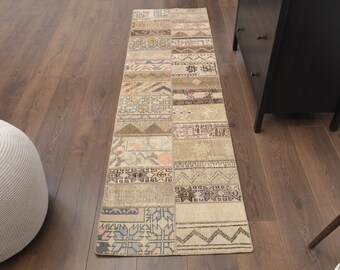 2x4 TURKISH Vintage Patchwork Rug, Handmade Wool Rug, Farmhouse Decor, One-of-a-Kind, Anatolian Rug, Boho Decor, Turkey Carpet, Bath Mat