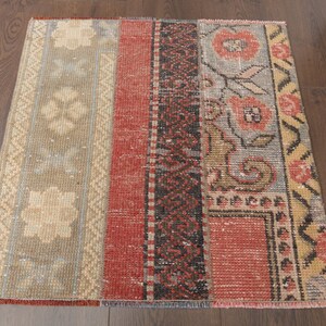 2x2 TURKISH Vintage Mat, Oushak Rug, Patchwork Carpet, Handmade Wool Rug, Farmhouse Decor, One-of-a-Kind, Anatolian Rug, Door Mat, Bath Mat