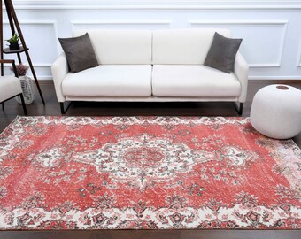 5x9 Turkish Vintage Rug, Oushak Handmade Wool Carpet, Oriental Area Rugs Farmhouse Decor, One-of-a-Kind, Anatolia, Folk Art, Turkey Rugs