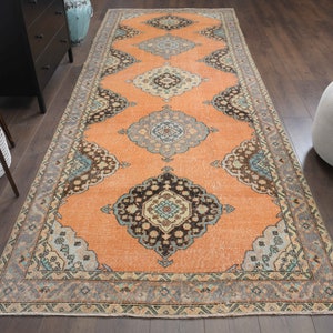120x300cm, VINTAGE BREITER Läufer, Handgemachter Wollteppich, Orientteppich, Flurteppich, 150x300, Handgemachter Wollteppich, Orientteppich,