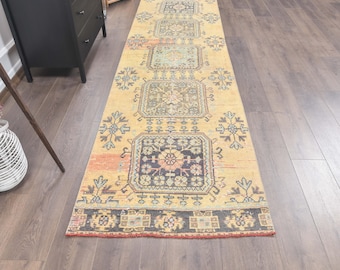 3x11 Turkish Vintage Runner, Oushak Handmade Wool Rug,  Hallway Rugs, Farmhouse Decor, One-of-a-Kind, Folk Art, Anatolian, Carpet