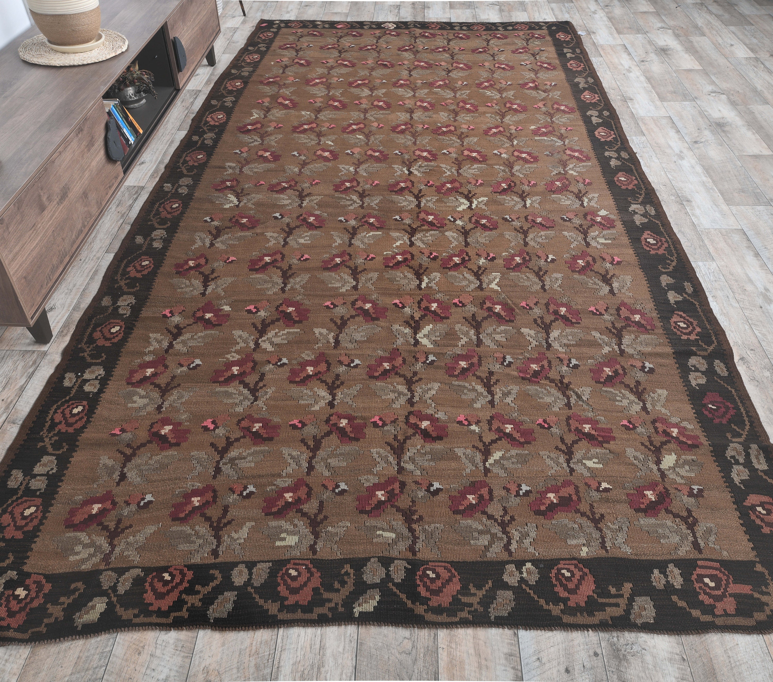 Grand Tapis Berbère Marocain Vintage Fait Main En Laine - 6,7x13 Ft - Style Bohème Artistique