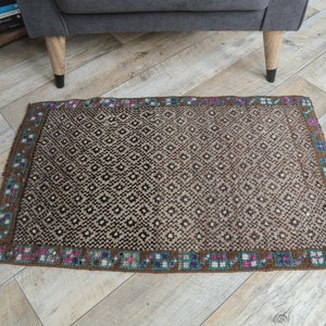 1&#39;7x2&#39;9 ft, VINTAGE TURKISH RUG, Door Mat Small Rug, Handmade Wool Doormat, Mini Rug, Brown Antique Rug, Bathroom Rug, Washable Rug, 2x3 Rug