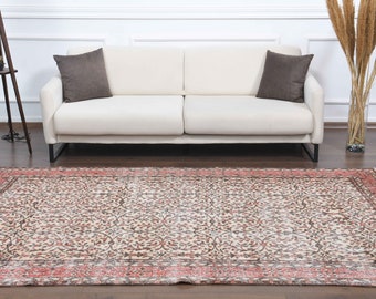 6x9 Vintage Oushak Turkish Handmade Pure Wool Rug, Farmhouse Decor, Floral Carpet, Boho Decor Rug, One-of-a-Kind, Made in Anatolia