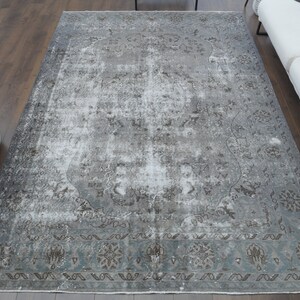 6x10 ANTIQUE Turkish Carpet, Oushak Handmade Wool Rug, Gray Distressed Area Rugs, Anatolia Farmhouse Decor One-of-a-Kind, Ethnic Carpet
