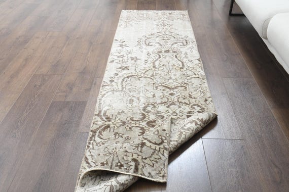 2 x 7フィート、ベージュのヴィンテージランナー、トルコ製ランナー