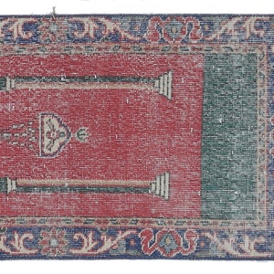 2x3 Vintage Turkish Oushak Rug, Door Mat Small Carpet, Handmade Wool Doormat, Mini Rugs, One-of-a-Kind, Made in Anatolia, Meditation Rug