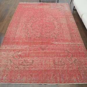 6x10 Turkish Vintage Area Rug, Oriental Red Carpet, Handmade Wool Rug, Farmhouse Decor, One-of-a-Kind, Anatolian, Bohemian, Oushak Rug