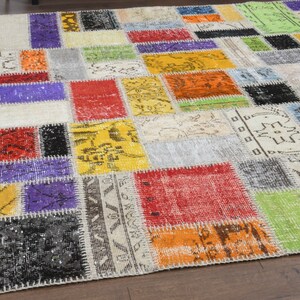 6x8 PATCHWORK Turkish Vintage Rug, Oushak Rug, Handmade Wool Rug, Colorful Custom Rugs, Farmhouse Decor, One-of-a-Kind, Anatolian Carpet