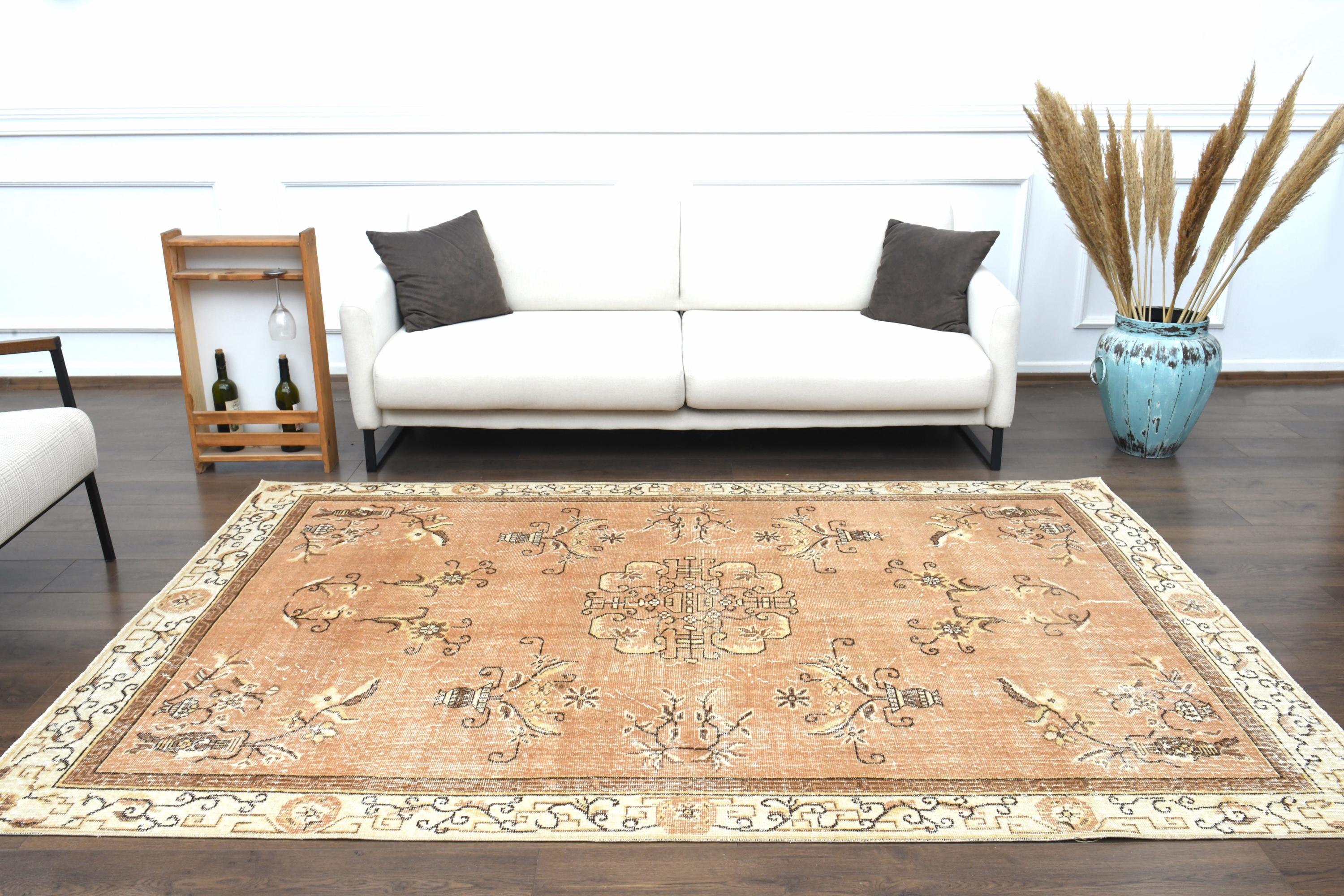 5x8 VINTAGE TURKISH Area Rug, Handmade Wool Rug, Farmhouse