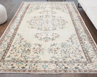 6x10 Vintage Turkish Rug, Oushak Handmade Wool Rug, Floral Carpet, Boho Decor, Area Rug, Farmhouse Decor, One-of-a-Kind, Bohemian Carpet