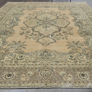 VINTAGE PERSER TEPPICH, Handgefertigter Wollteppich, Orientteppich, Übergroßer antiker Teppich, Wohnzimmer Teppich, Wohndekor, 10x13 Fläche