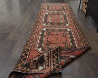 3.1x12.3 ft, VINTAGE TURKISH RUNNER Rug, Handmade Oushak Runner, Eclectic Rug, Tribal Rug, Washable, Hallway Rug, Stair Runner, Kitchen Rug