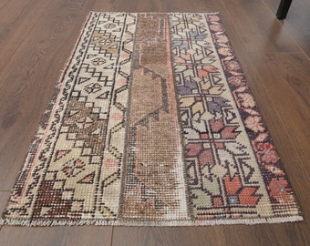 2x3 TURKISH Vintage Patchwork Rug, Handmade Wool Rug, Farmhouse Decor, One-of-a-Kind, Anatolian Rug, Boho Decor, Turkey Carpet, Bath Mat