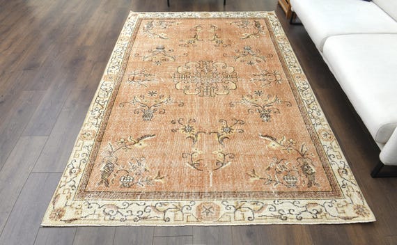 5x8 VINTAGE TURKISH Area Rug, Handmade Wool Rug, Farmhouse
