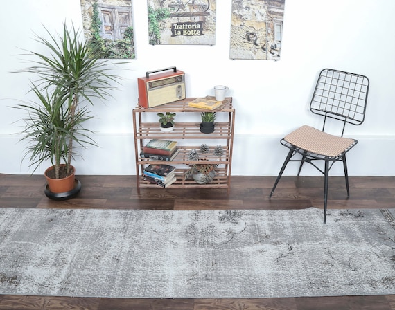 3x10 トルコ製ヴィンテージランナー、Oushakハンドメイドウールハーフ