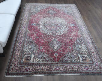 6'3x9'2 ft, PINK LUXURY RUG, Vintage Turkish Rug, Oushak Wool Rug, 6x9 Area Rug, Living Room Rug, Home Decor, Handwoven Antique Rug, Star