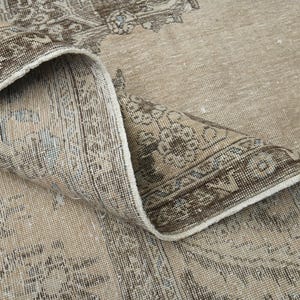 10x13 Beige Brauner Türkischer Teppich, Einzigartiger Vintage Übergröße Teppich, Handgemachter Wollteppich, Einzigartiges Wohnzimmer, Esszimmer Teppich