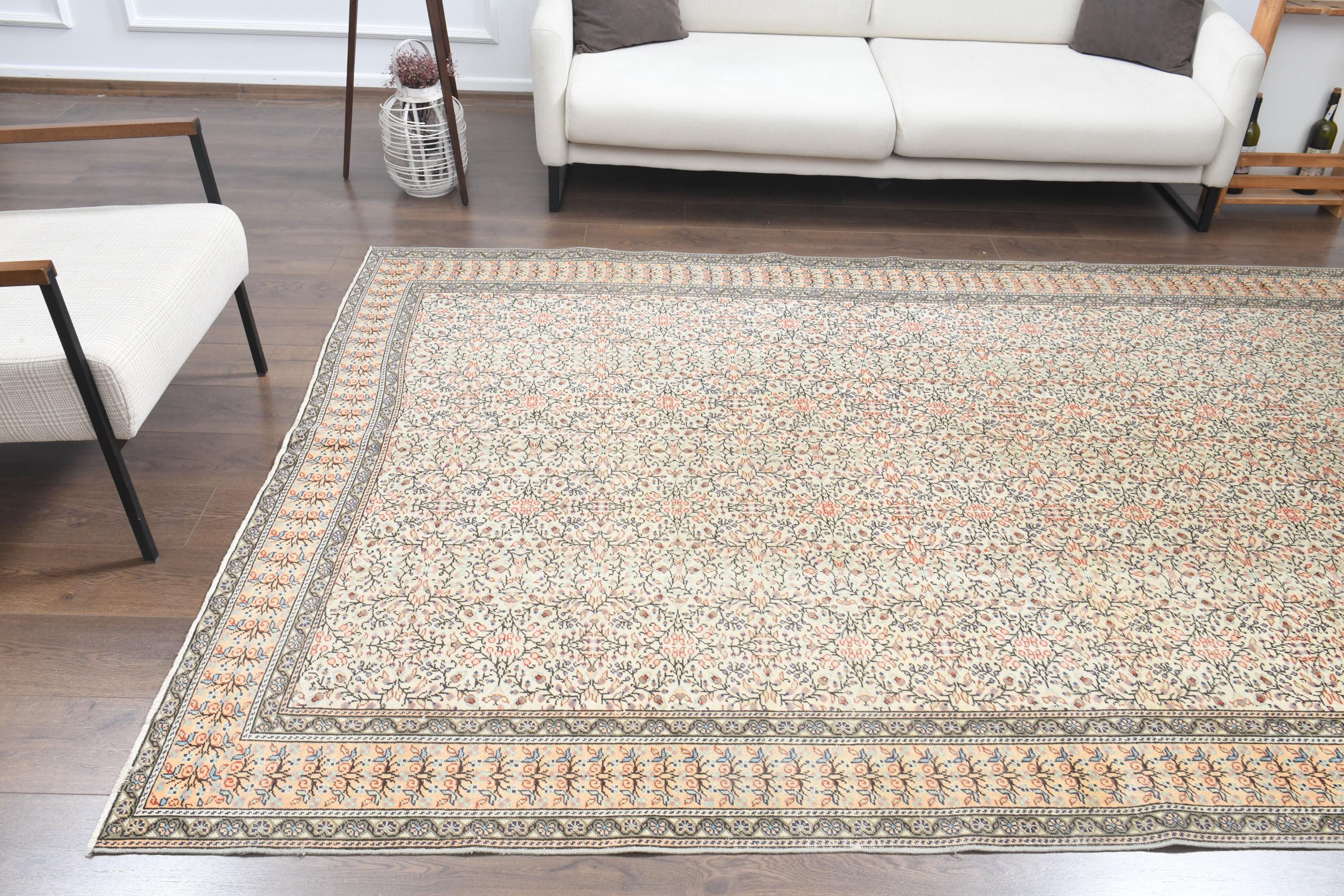 6x9 トルコ製ヴィンテージラグ、ウシャクラグ、ハンドメイドウールラグ