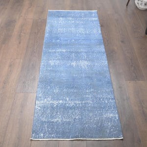 2x6 Turkish Vintage Runner, Oushak Rug, Handmade Wool Rug, Blue Rug, Solid Rug, Hallway Rugs, Farmhouse Decor, One-of-a-Kind, Made in Turkey