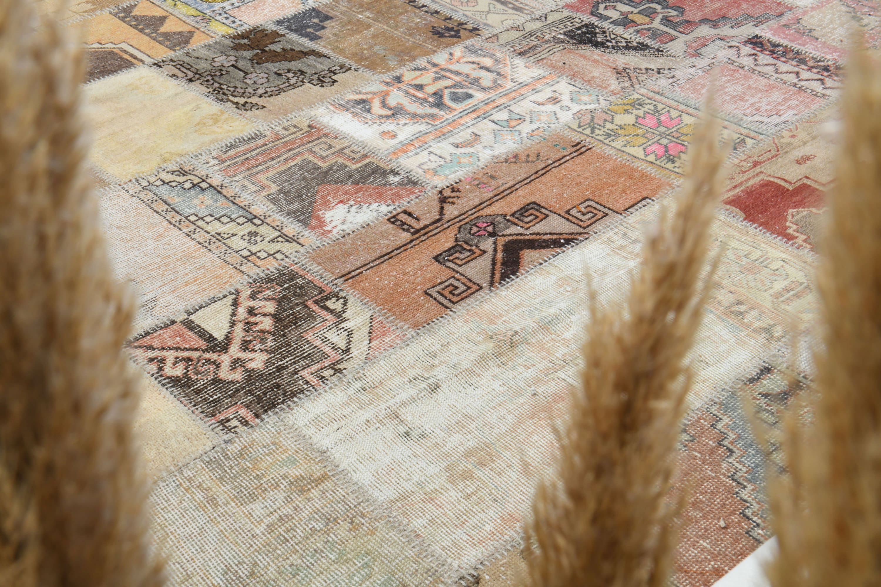 10x14 PATCHWORK OVERSIZED RUG, Turkish Vintage Oushak Rug