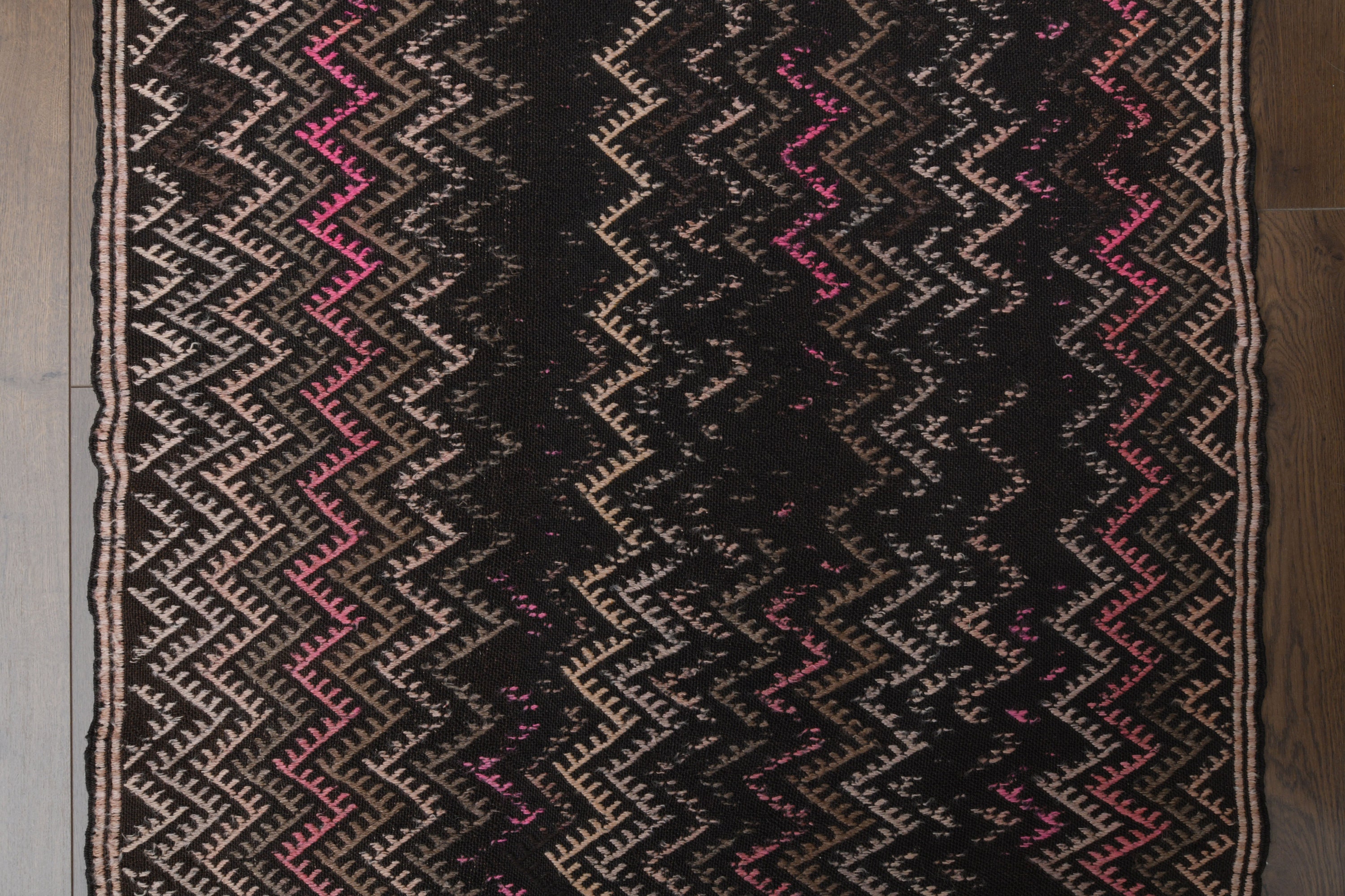 3x5 ZIGZAG Turkish Vintage Kilim Rug, Handmade Wool