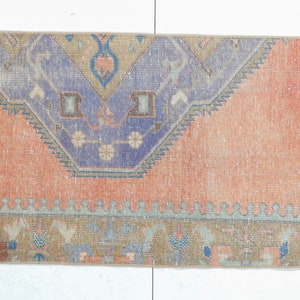 2x4 Vintage Turkish Oushak Handmade Wool Rug, Orange Oriental Rugs, Farmhouse Decor, Boho Decor, One-of-a-Kind, Made in Anatolian, Door Mat