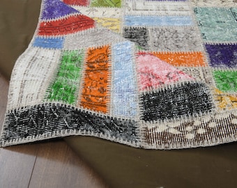5x8 PATCHWORK Turkish Vintage Rug, Oushak Rug, Handmade Wool Rug, Colorful Custom Rugs, Farmhouse Decor, One-of-a-Kind, Anatolian Carpet