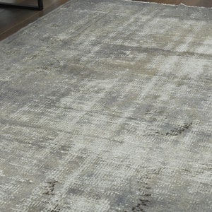 6x9 Abstract Turkish Rug, Vintage Rug, Oushak Rug, Handmade Wool Rug, Distressed Rug, Area Rug, Farmhouse Decor, Anatolian, Low Pile, Gray