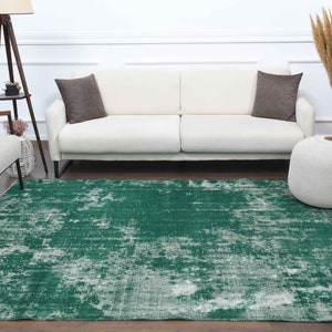 6x8 Antique Turkish Rugs, Oushak Oriental Carpet, Distressed Green Rug, Bohemian Farmhouse Decor, Living Room Rug, One-of-a-Kind, Anatolian