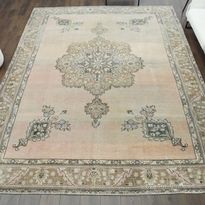 9x12 Original Oushak Turkish Rug, Antique Carpet, Handwoven Area Rug, Handmade Wool Rug, Farmhouse Decor, One-of-a-Kind, Rug for Dining Room