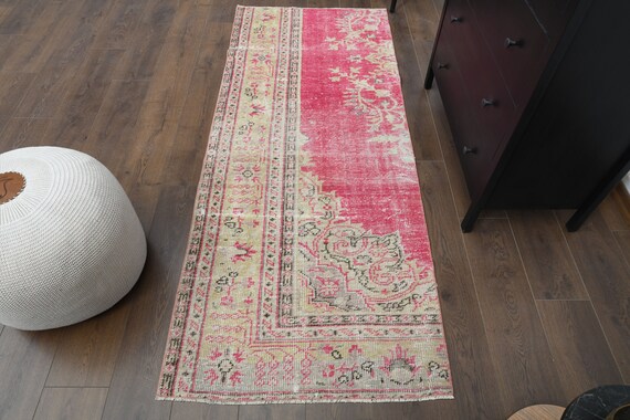 100x200 Vintage türkischer Läufer, Oushak Handgefertigter Teppich, Wolle Küche Flur Teppich, Bauernhaus Dekor, Boho Decor, Unikat, Anatolischer Teppich