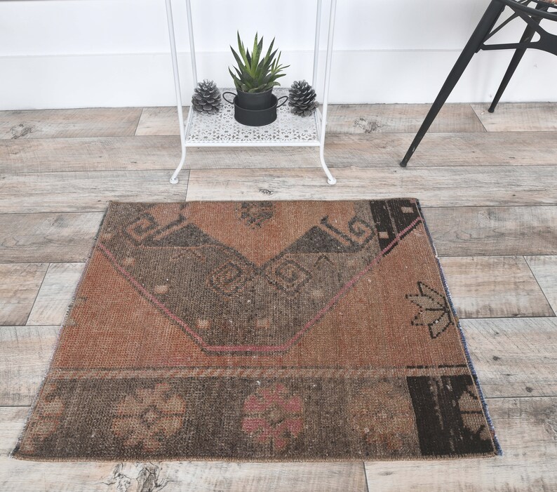 2x3 Turkish Vintage Oushak Rug Door Mat Small Carpet Etsy