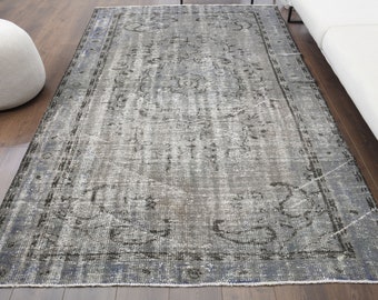6x9 Turkish Vintage Rug, Area Rug, Oushak Rug, Handmade Wool Rug, Gray Rug, Farmhouse Decor, One-of-a-Kind, Ethnic Carpet, Rug for Living