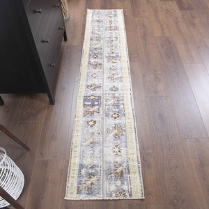 May include: A long, rectangular rug with a light blue and beige color scheme. The rug has a traditional Persian-inspired design with intricate floral and geometric patterns.