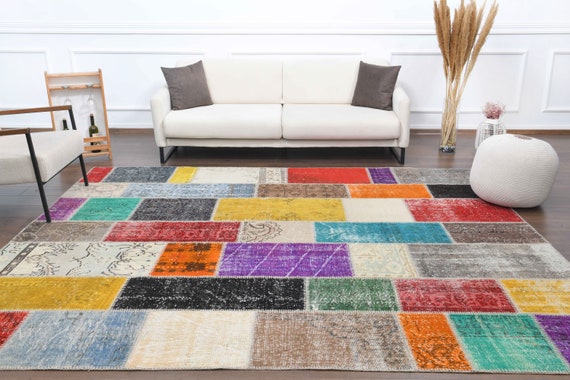 8.3x9.9 Ft, PATCHWORK RUG, Turkish Vintage Oushak Rug, Handmade