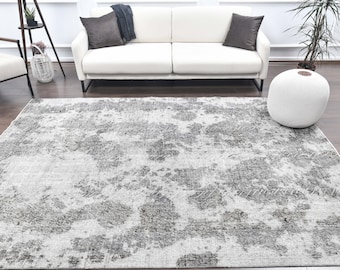 7x9 Distressed Turkish Vintage Carpet, Oushak Handmade Wool Boho Decor Foral Rug, Farmhouse Decor, One-of-a-Kind, Anatolian Turkey Rug