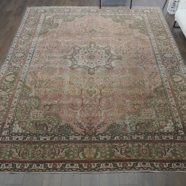 10x12 Vintage Green Rug Etsy