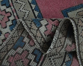 100x150 türkischer Vintage Oushak Teppich, Handgefertigter Wollteppich, Rosa Eingangsbereich, Bauernhausdekor, Überwurf, Teppich, Einzigartig, Hergestellt in Anatolien