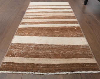 1.7x3.1 Vintage Mat, Oushak Turkish Kilim Carpet, Handmade Wool Rug, Striped Rug, Door Mat, Bath Mat, Farmhouse Decor, One-of-a-Kind, Carpet