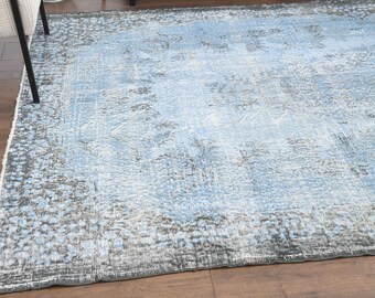 6x10 Turkish Vintage Rug, Blue Oriental Rug, Area Rug, Oushak Rug