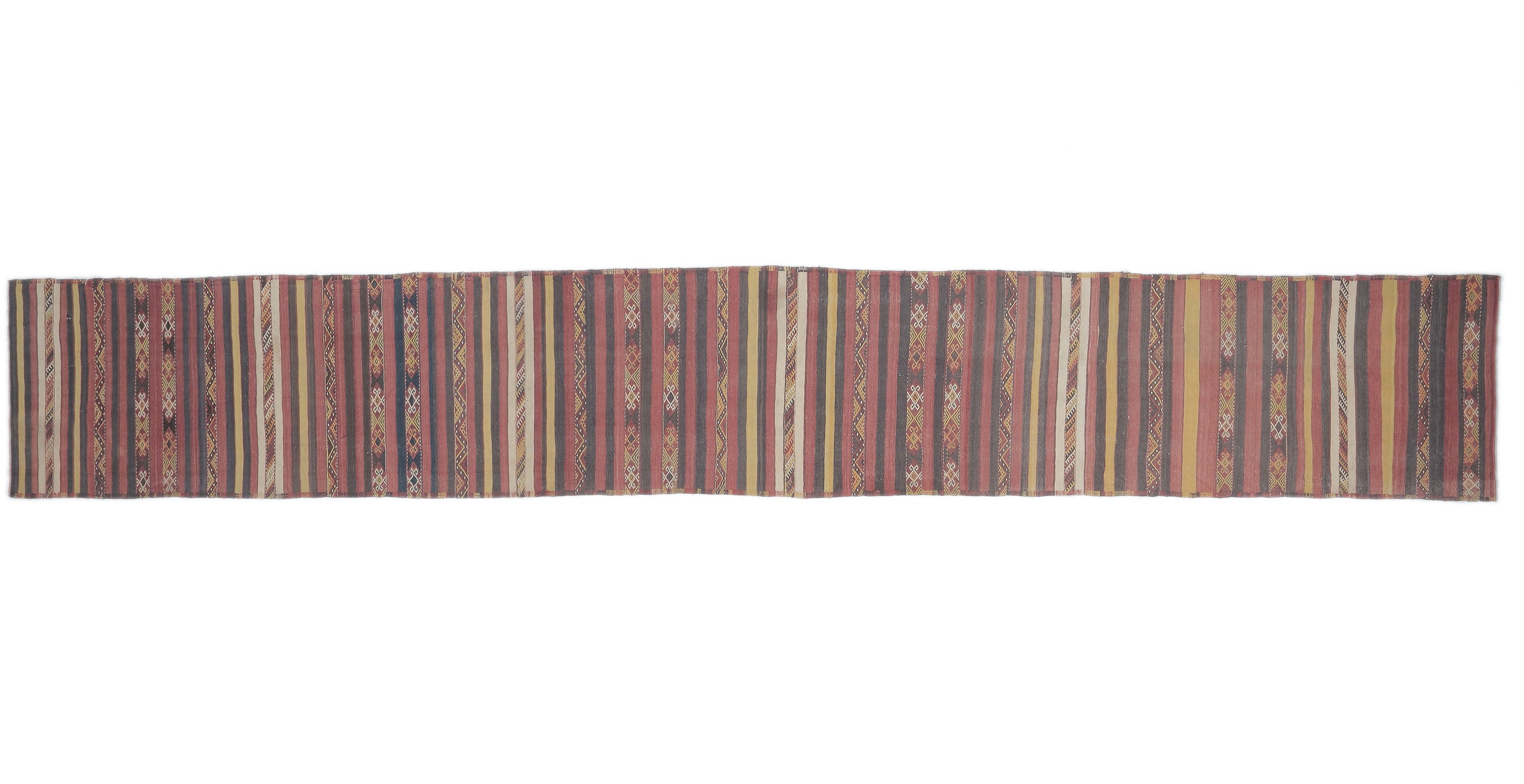 ヴィンテージ ラグ トルコ 長尺ランナー 83×379cm 3x18 LONG ヴィンテージ トルコキリム ランナーラグ、ウーシャック