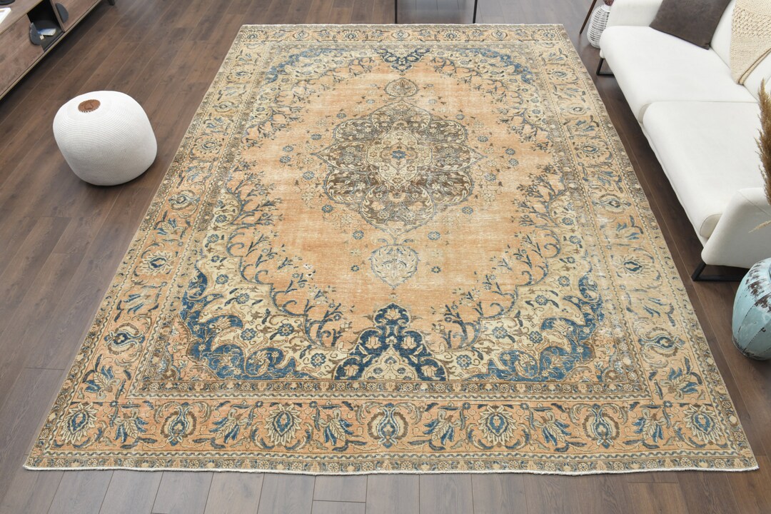 9x12 ORIENTAL Turkish RUG, Vintage Carpet, Oushak Rug, Handmade