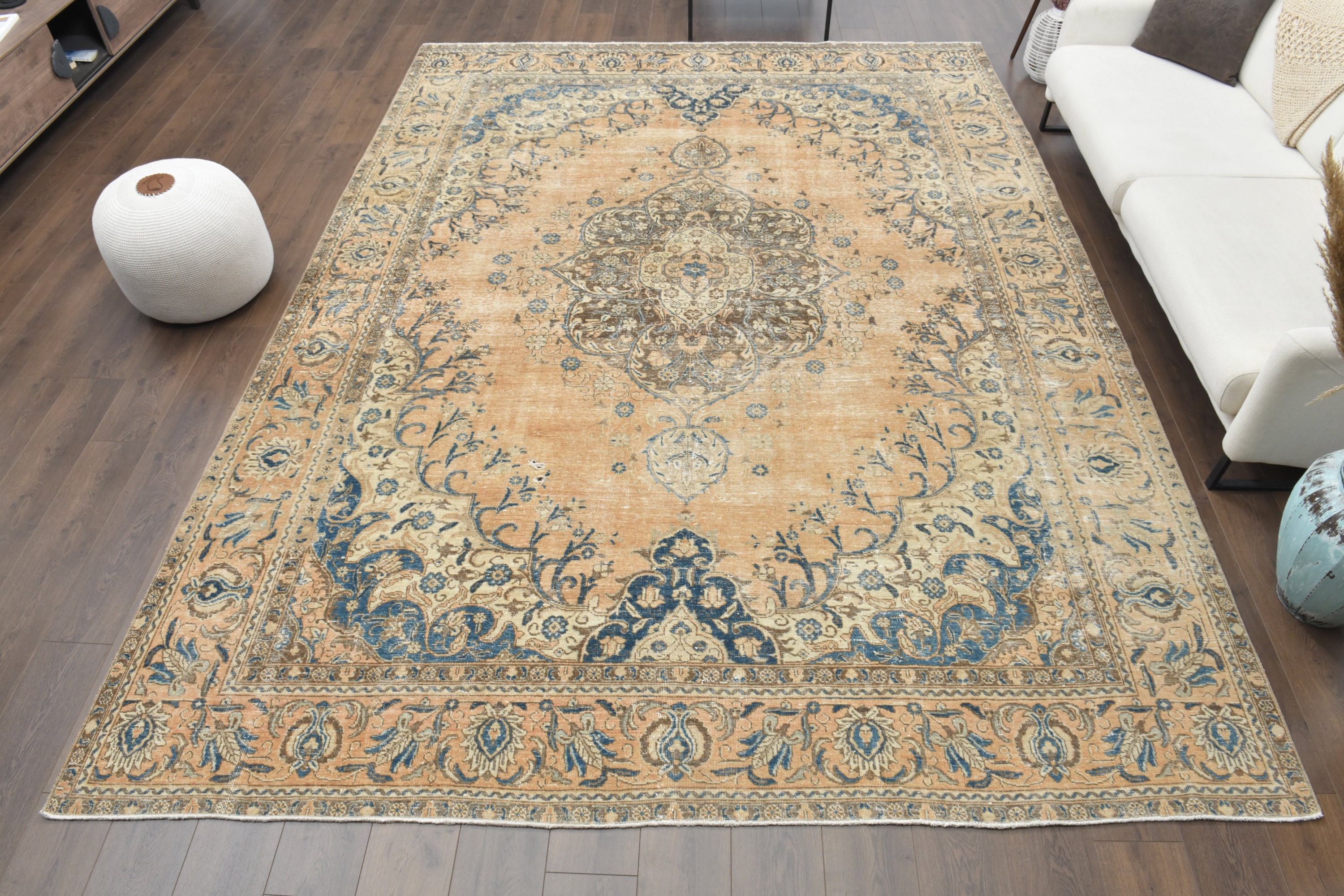 9x12 ORIENTAL Turkish RUG, Vintage Carpet, Oushak Rug, Handmade